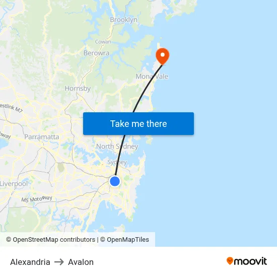 Alexandria to Avalon map