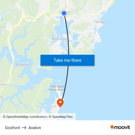 Gosford to Avalon map