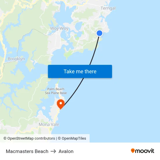 Macmasters Beach to Avalon map