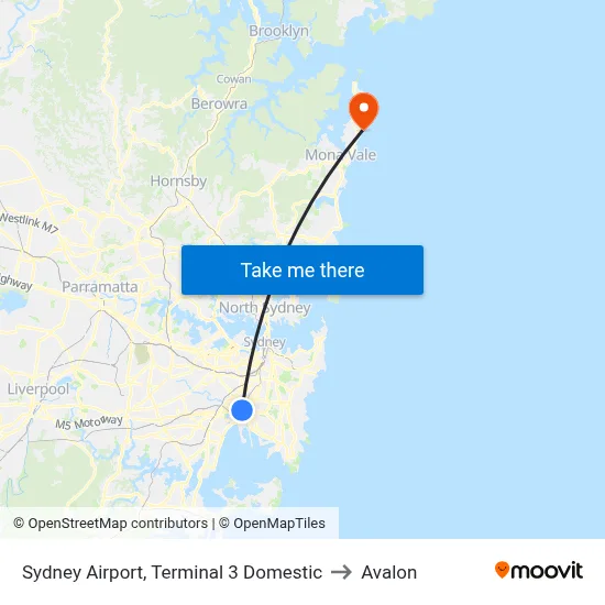 Sydney Airport, Terminal 3 Domestic to Avalon map