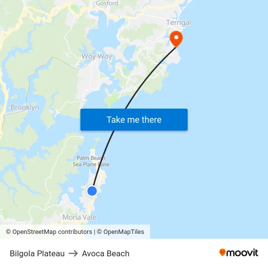 Bilgola Plateau to Avoca Beach map