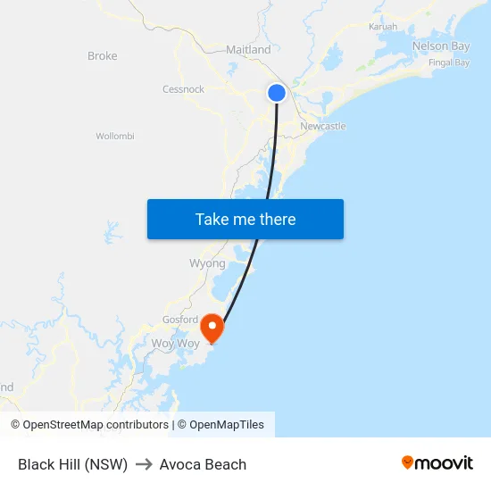 Black Hill (NSW) to Avoca Beach map