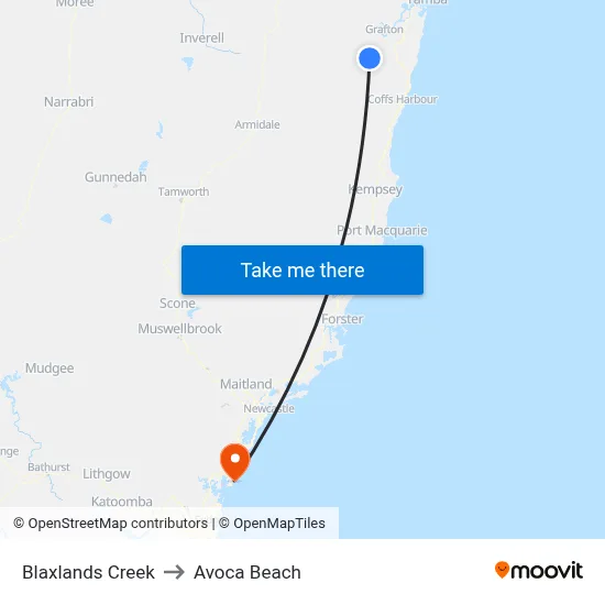 Blaxlands Creek to Avoca Beach map