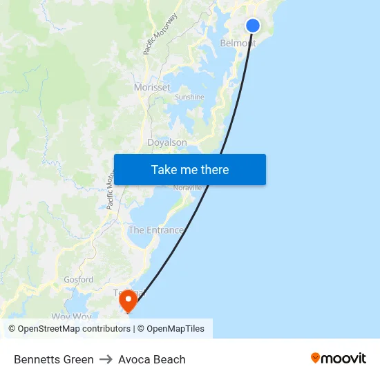Bennetts Green to Avoca Beach map