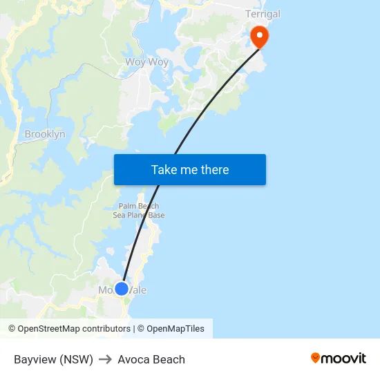 Bayview (NSW) to Avoca Beach map