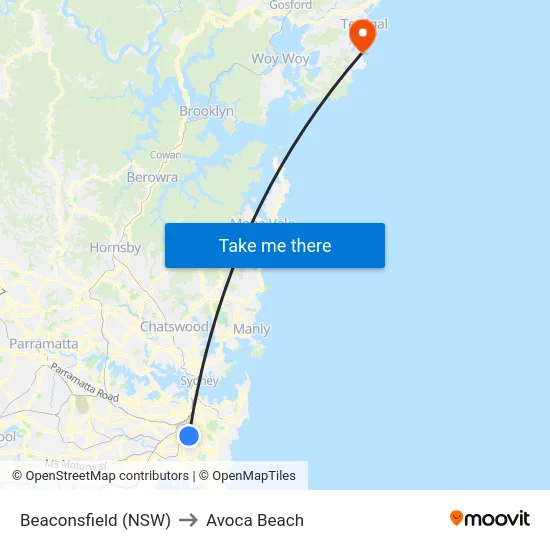 Beaconsfield (NSW) to Avoca Beach map