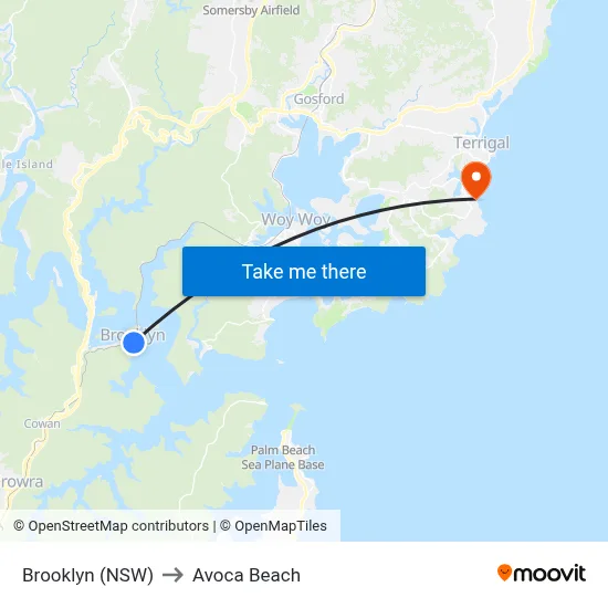 Brooklyn (NSW) to Avoca Beach map