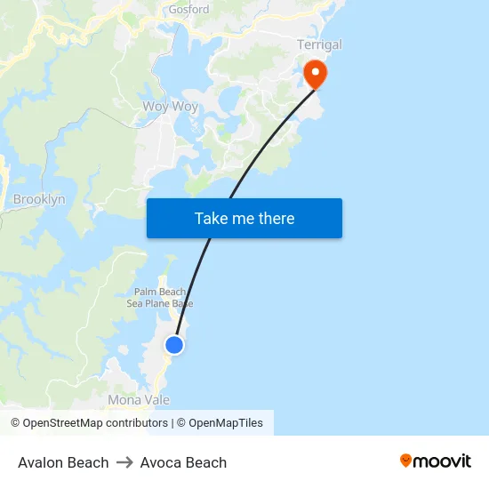 Avalon Beach to Avoca Beach map
