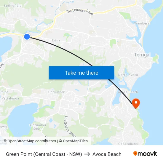 Green Point (Central Coast - NSW) to Avoca Beach map