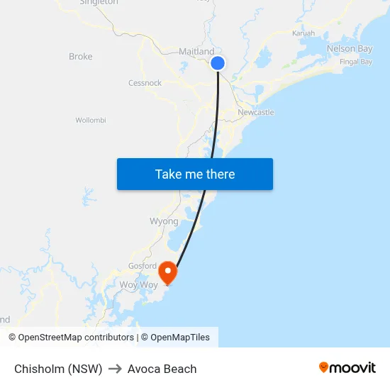 Chisholm (NSW) to Avoca Beach map