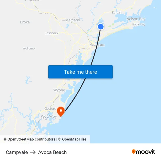 Campvale to Avoca Beach map