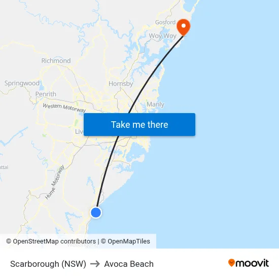 Scarborough (NSW) to Avoca Beach map