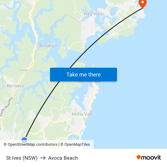 St Ives (NSW) to Avoca Beach map