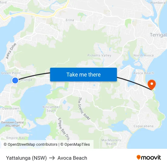 Yattalunga (NSW) to Avoca Beach map