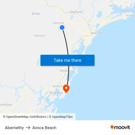 Abernethy to Avoca Beach map