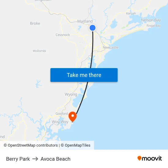 Berry Park to Avoca Beach map