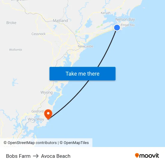 Bobs Farm to Avoca Beach map