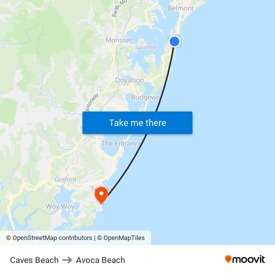 Caves Beach to Avoca Beach map