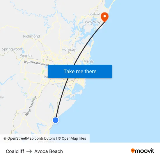 Coalcliff to Avoca Beach map