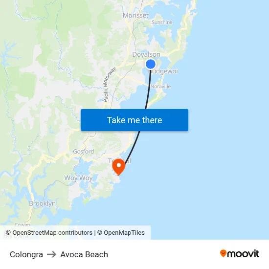 Colongra to Avoca Beach map