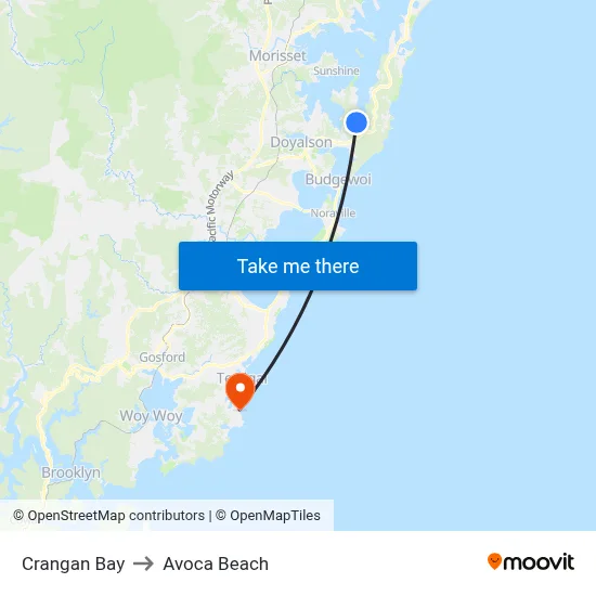 Crangan Bay to Avoca Beach map