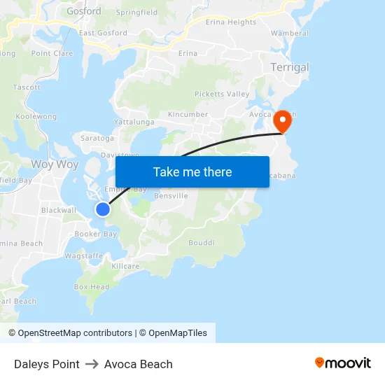 Daleys Point to Avoca Beach map