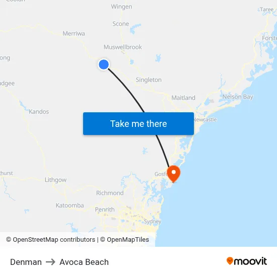 Denman to Avoca Beach map