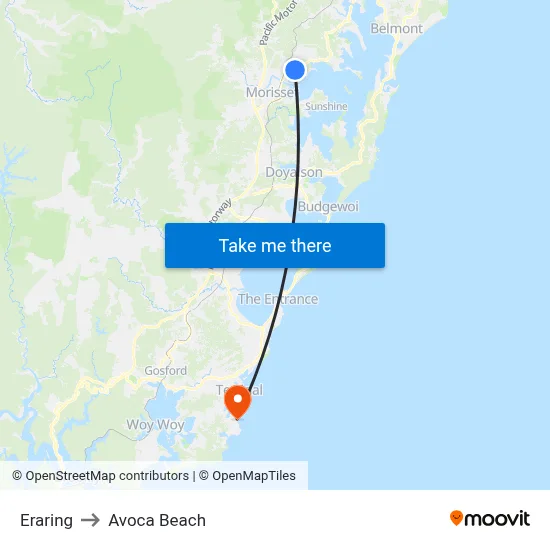 Eraring to Avoca Beach map