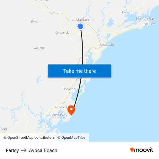 Farley to Avoca Beach map