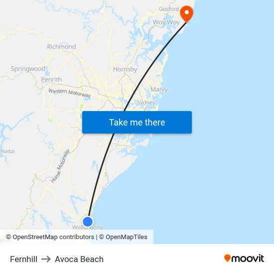 Fernhill to Avoca Beach map