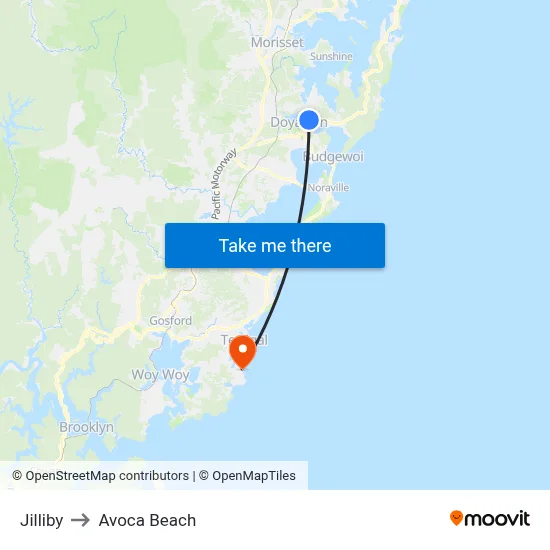 Jilliby to Avoca Beach map
