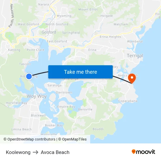 Koolewong to Avoca Beach map