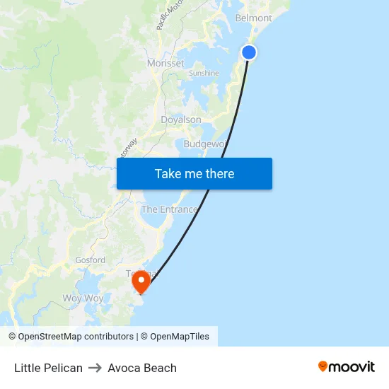 Little Pelican to Avoca Beach map