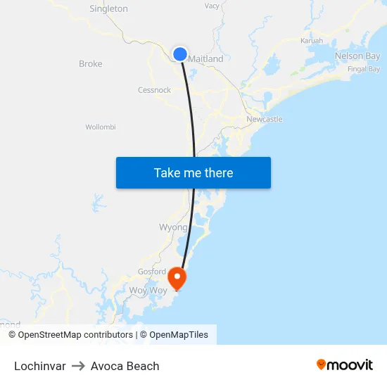 Lochinvar to Avoca Beach map
