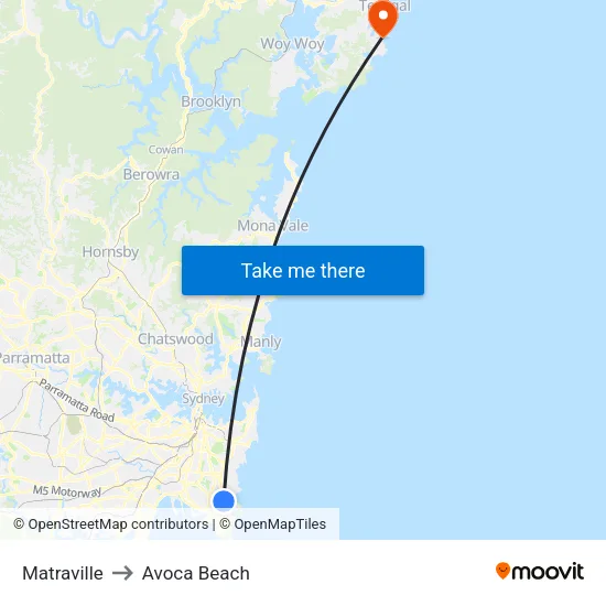 Matraville to Avoca Beach map
