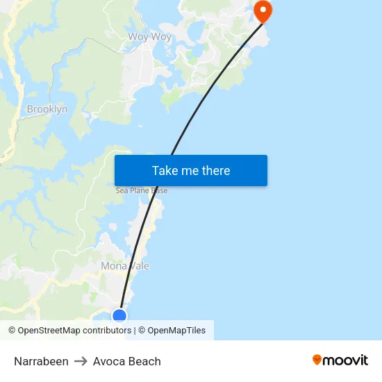 Narrabeen to Avoca Beach map