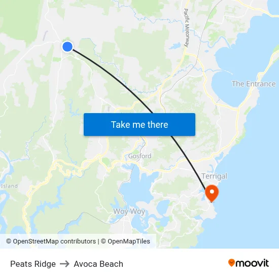 Peats Ridge to Avoca Beach map
