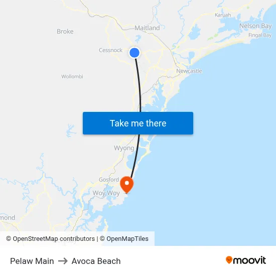 Pelaw Main to Avoca Beach map