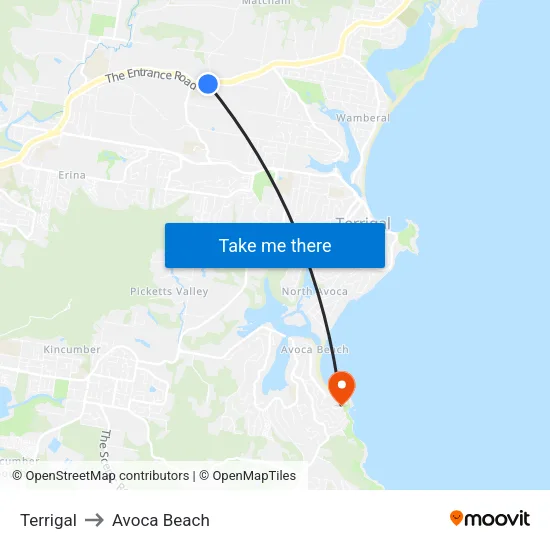 Terrigal to Avoca Beach map