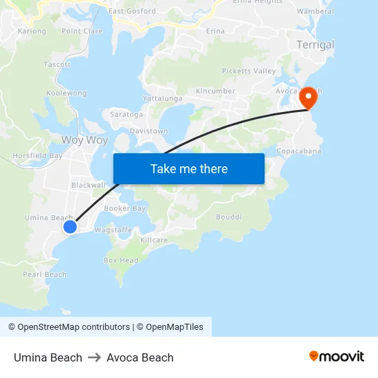 Umina Beach to Avoca Beach map