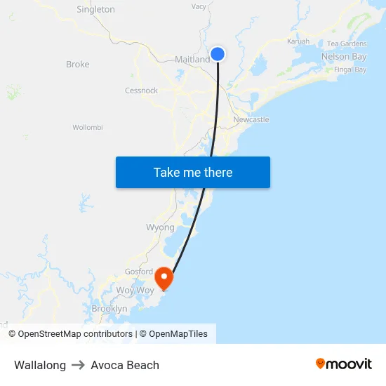 Wallalong to Avoca Beach map