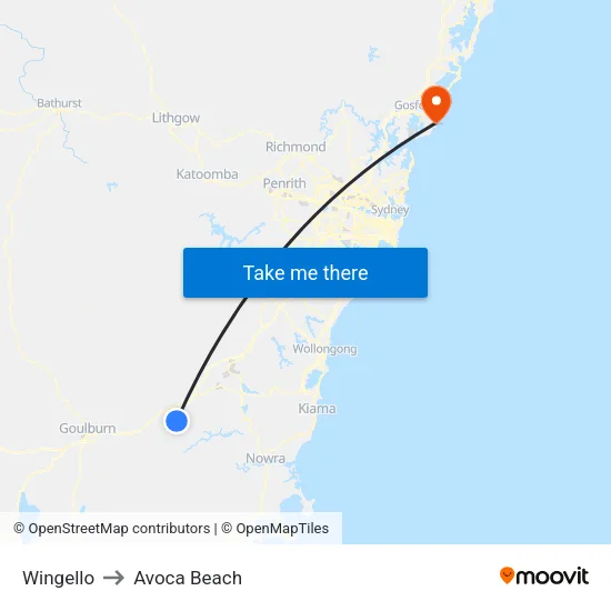 Wingello to Avoca Beach map