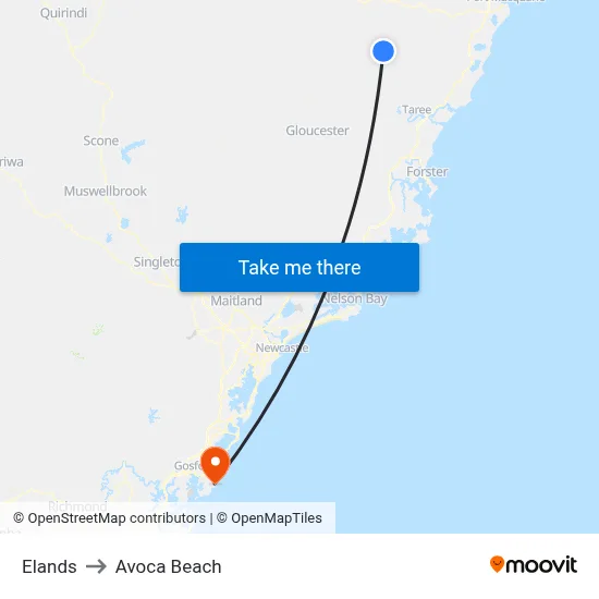 Elands to Avoca Beach map