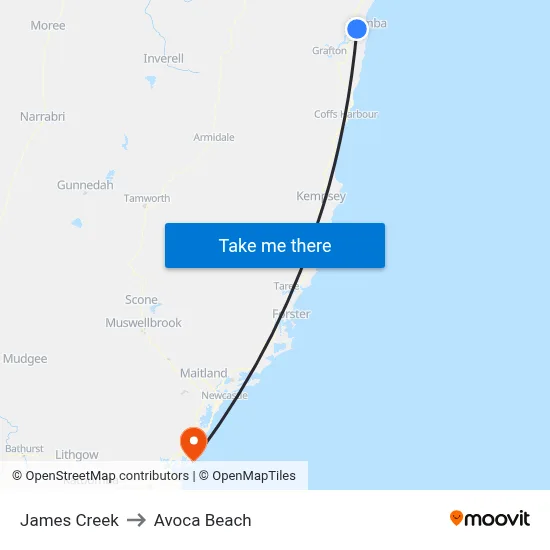 James Creek to Avoca Beach map