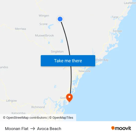 Moonan Flat to Avoca Beach map