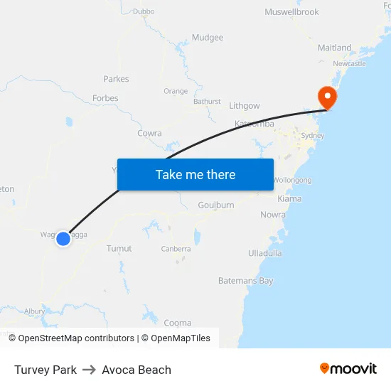 Turvey Park to Avoca Beach map