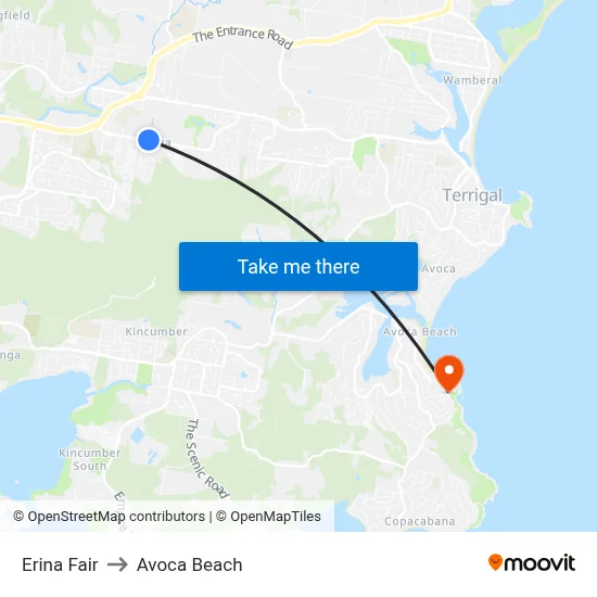 Erina Fair to Avoca Beach map