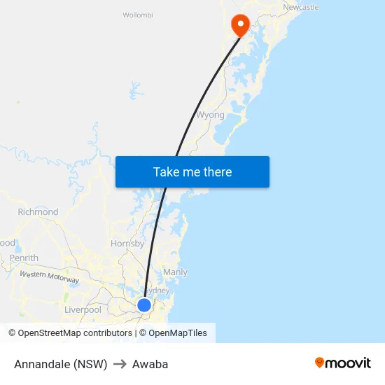 Annandale (NSW) to Awaba map