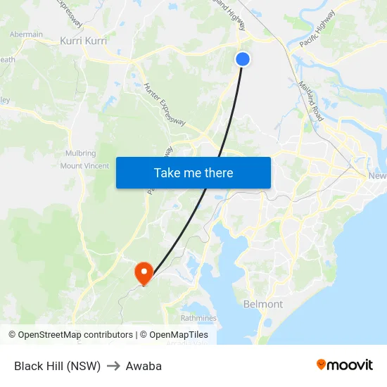 Black Hill (NSW) to Awaba map