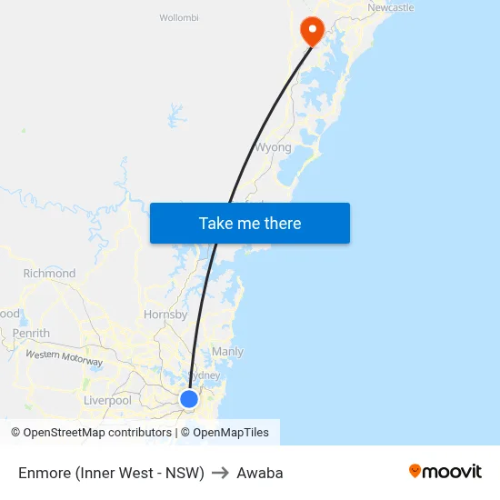 Enmore (Inner West - NSW) to Awaba map